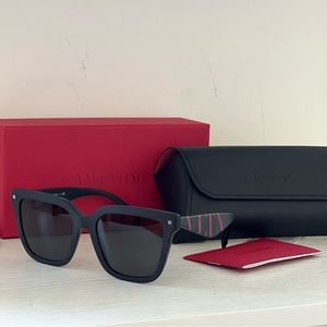Brand new Valentino unisex black mate frame sunglasses black shade Square Shape.